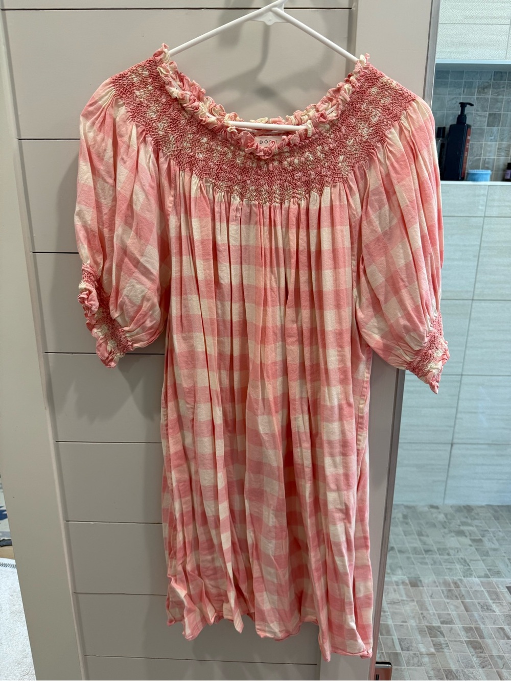 EUC Doen x Heather Taylor Home pink gingham mini dress
